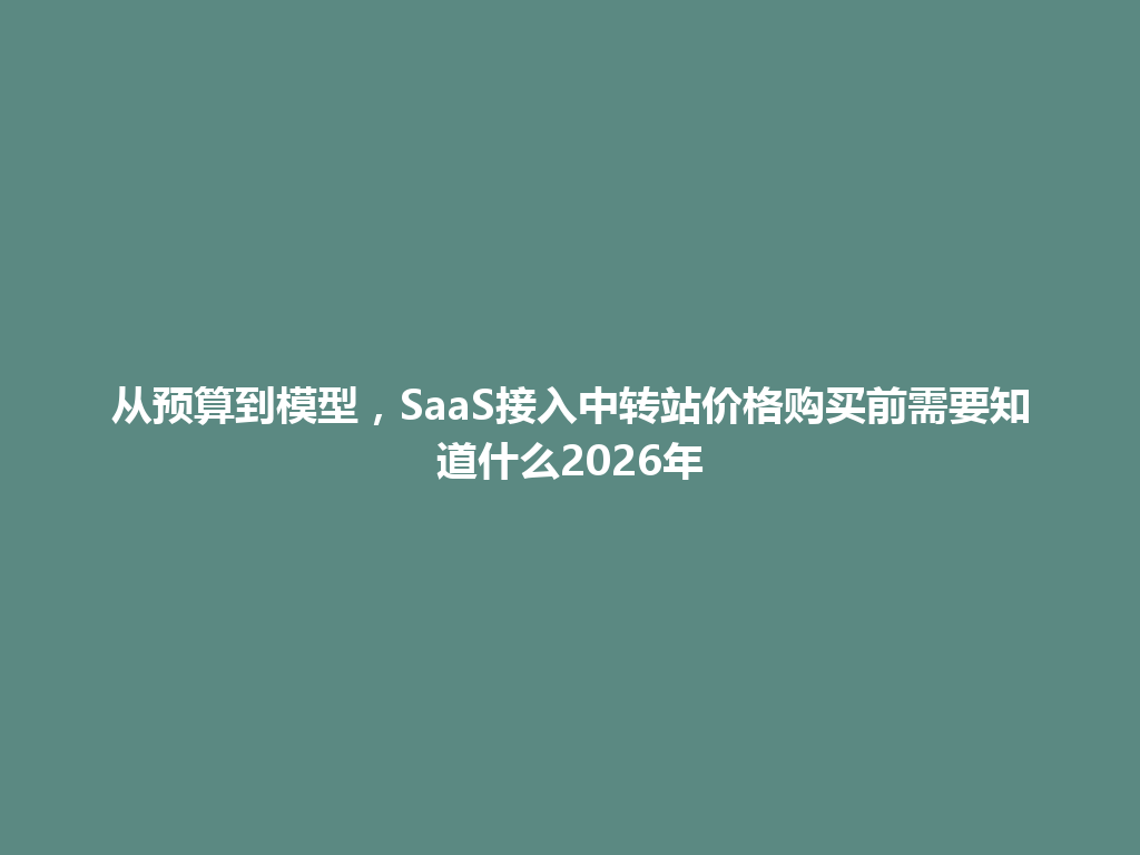 从预算到模型,SaaS接入中转站价格购买前需要知道什么2026年 一