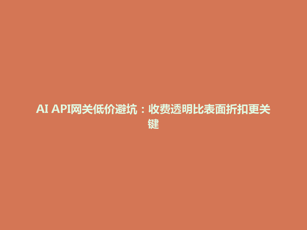 AI API网关低价避坑:收费透明比表面折扣更关键 一