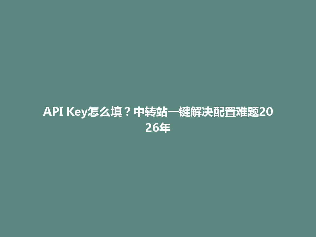 API Key怎么填?中转站一键解决配置难题2026年 一