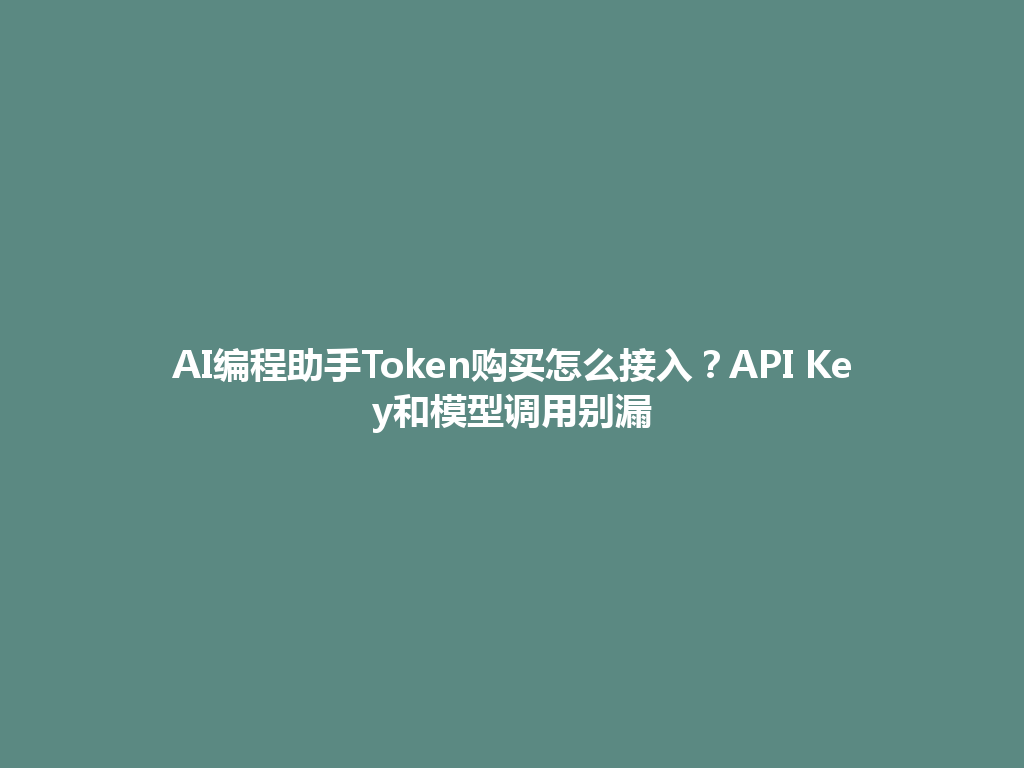 AI编程助手Token购买怎么接入?API Key和模型调用别漏 一