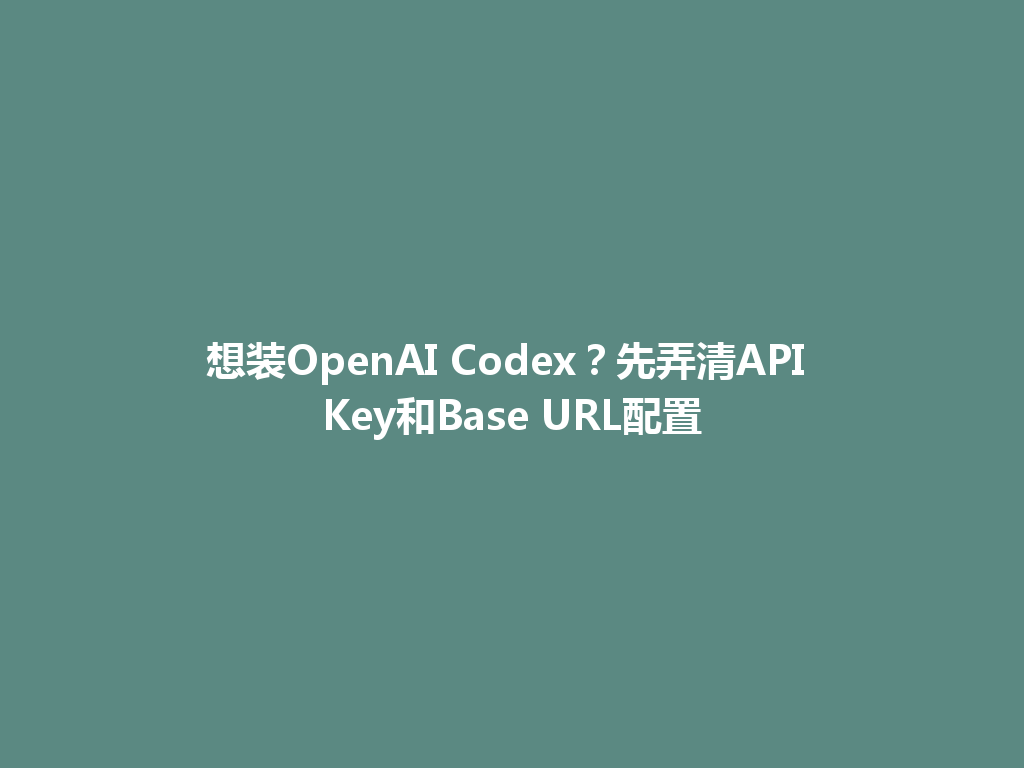 想装OpenAI Codex?先弄清API Key和Base URL配置 一