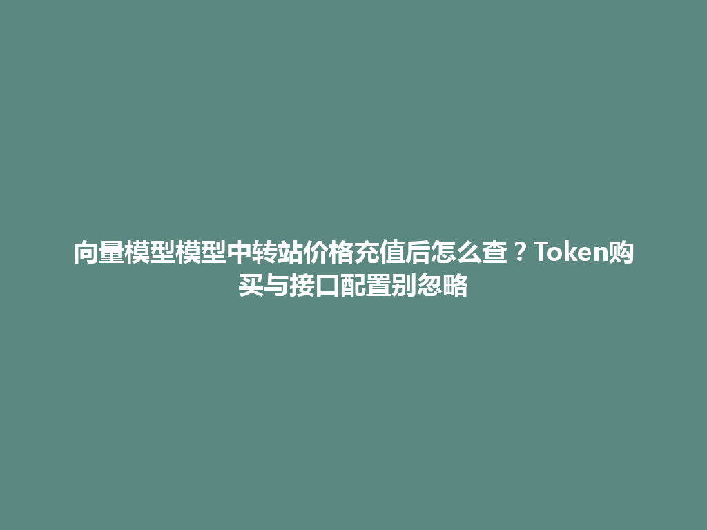 向量模型模型中转站价格充值后怎么查?Token购买与接口配置别忽略 一