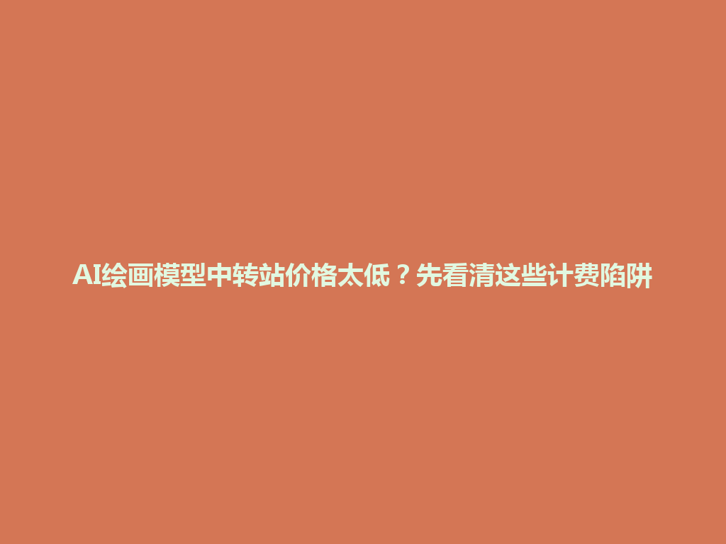 AI绘画模型中转站价格太低?先看清这些计费陷阱 一
